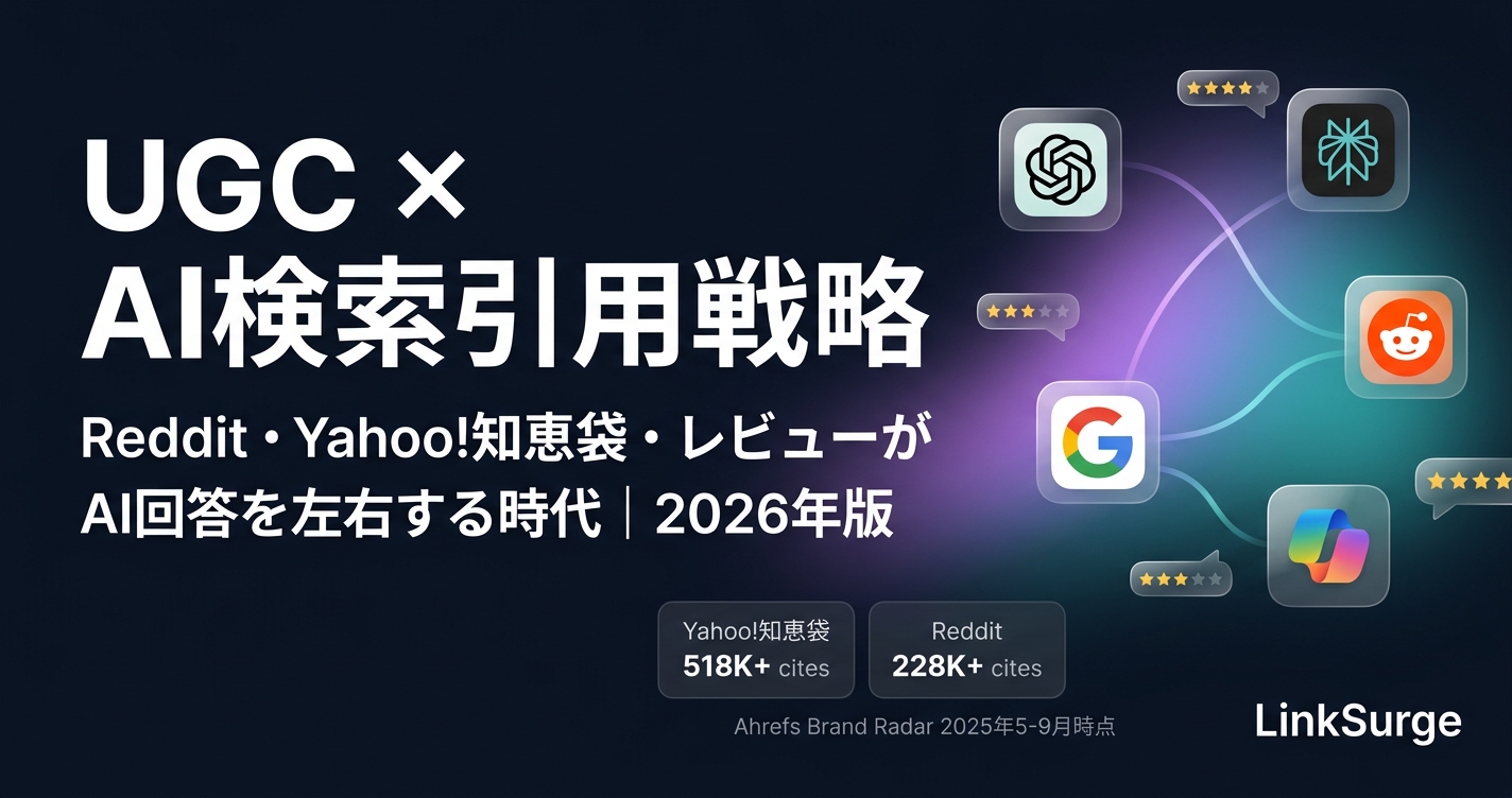 UGC × AI検索引用戦略：Reddit・Yahoo!知恵袋・レビューがAI回答を左右する時代 2026年版